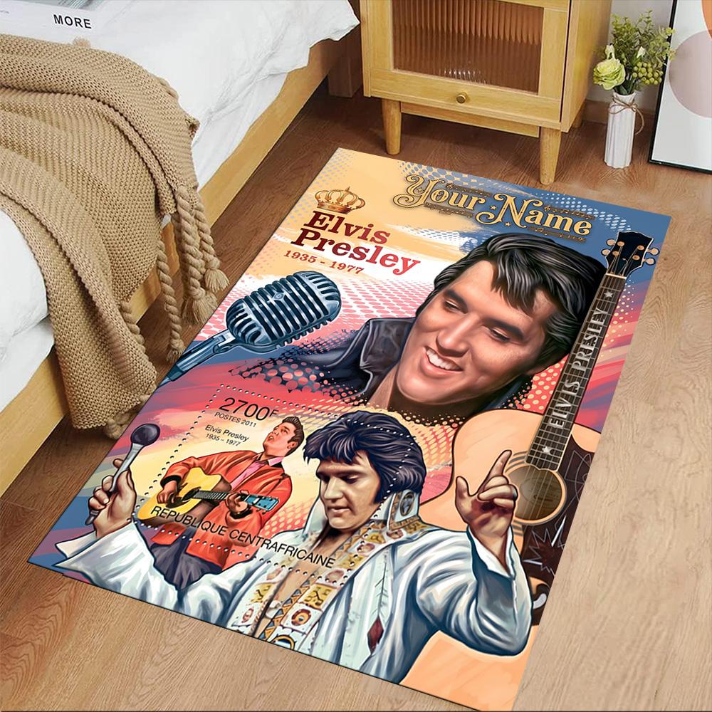Elvis Presley Customize Your Name Floor Rug Office Rug Perfect for Study room Dining Room Hallway Playrooms Anti-slip Rug Anime Office Decor