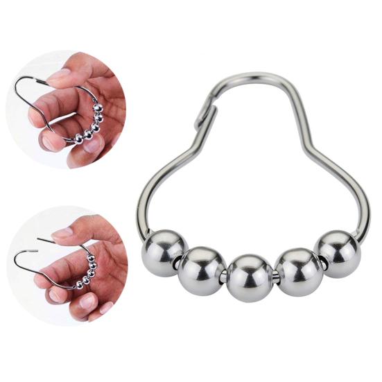 12 шт., устойчивые к ржавчине бусины, крючки для занавесок для душа, кольцо, аксессуары для домашней ванной комнаты