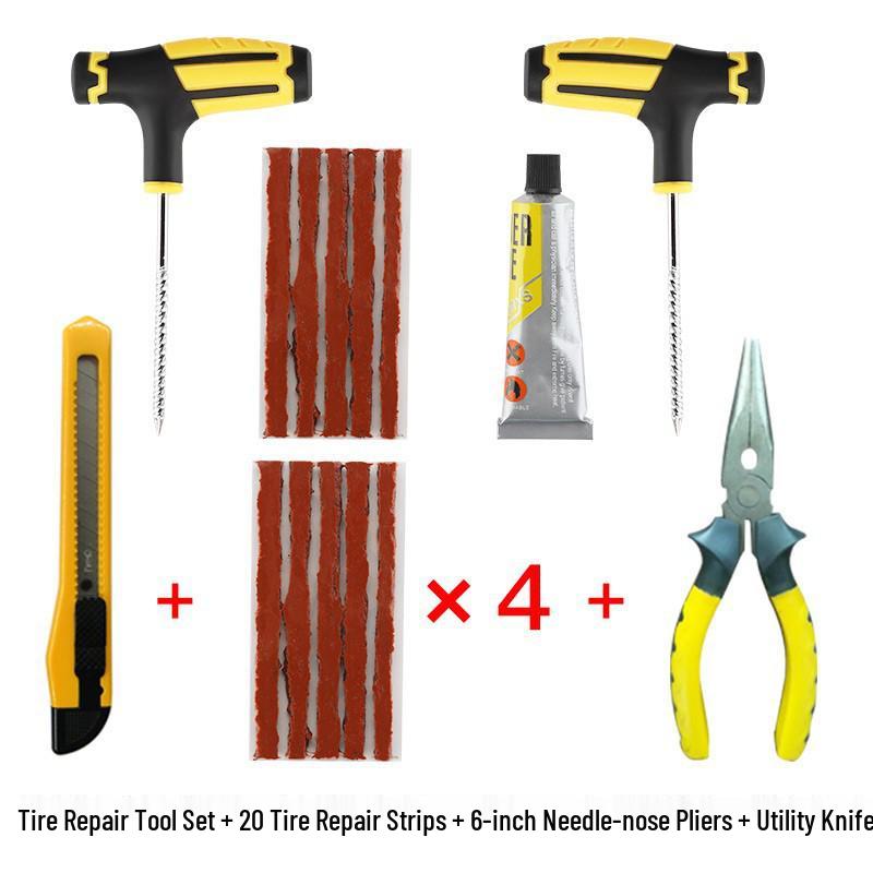Набор для быстрого ремонта: Клей для вакуумной накачки шин автомобиля и мотоцикла и набор аварийных инструментов