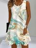 2026 New Tropical Print Womens Summer Sleeveless Dress Perfect for Spring and Summer Fashionable Vacation Beach Dress Tank Dress