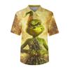 Men's Short Sleeve Button Lapel Christmas Print Chest Pocket Dry-nurse Top