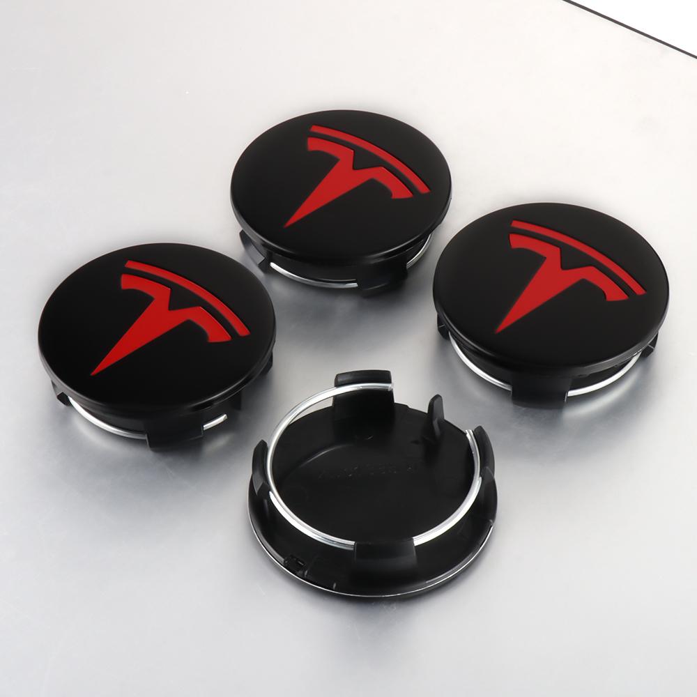 4Pcs 56mm Car Wheel Center Hub Caps Badge Sticker Accessories For Tesla Model 3 Roadster Model Y Model S Model X Cybertruck Semi