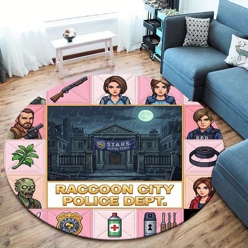 Resident Evil Round Area Rug Carpet Rug For Living Room Bedroom Sofa Playroom Decor Nonslip Floor Mat