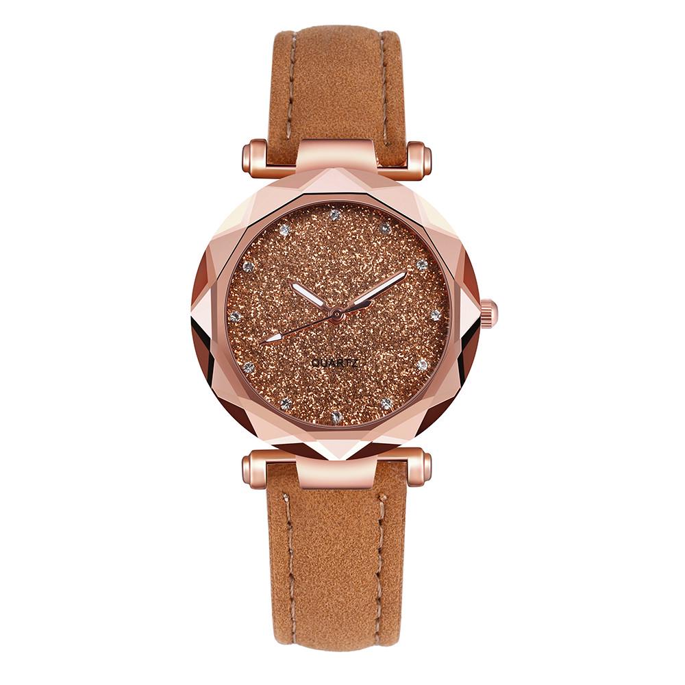 Ladies Fashion Korean Rhinestone Rose Gold Quartz Watch Female Belt Watch
