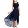 Women's Sexy Lace Patchwork Chiffon Dress Dress Solid Round Neck Sleeveless Dinner Dress