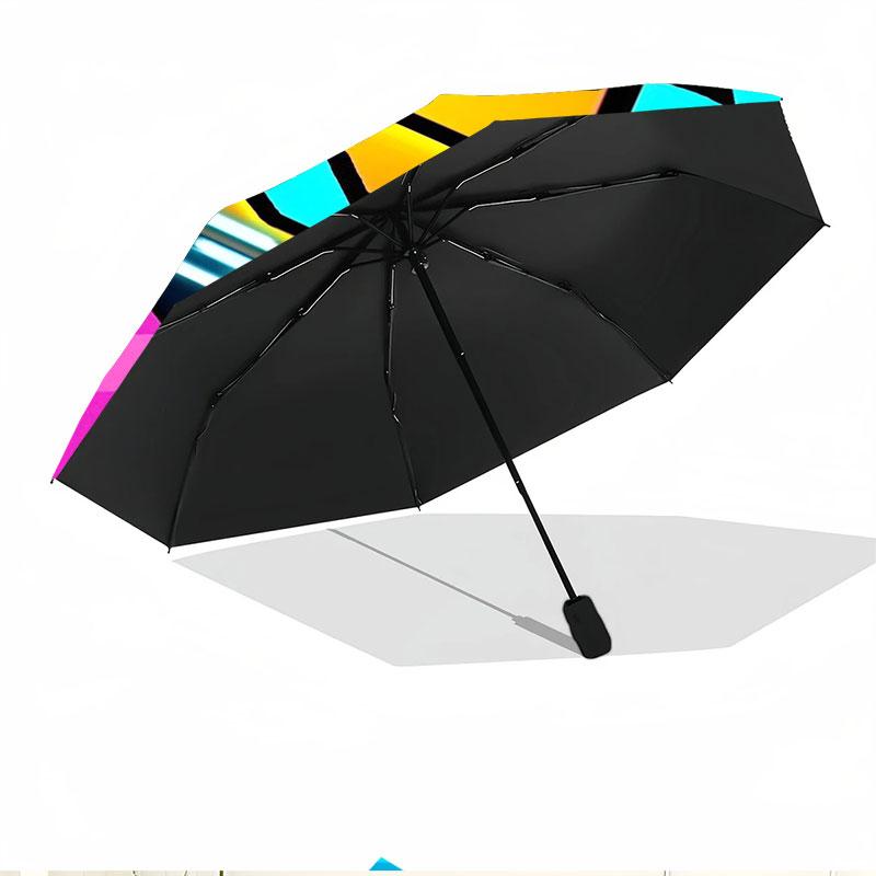 Geometry Dash Print Automatic Open Close Umbrella, Portable Foldable Umbrella, for Outdoor Commute Camping Trip, Ideal Birthday Gift
