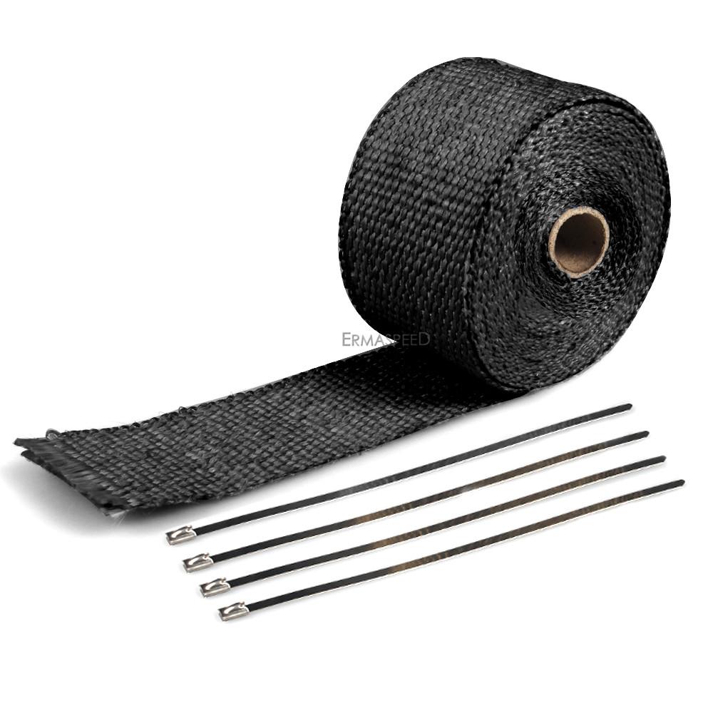 Универсальная термолента для выхлопной трубы мотоцикла, 5 м, тепловая пленка для коллектора, лента из стекловолокна, термозащита из нержавеющей стали