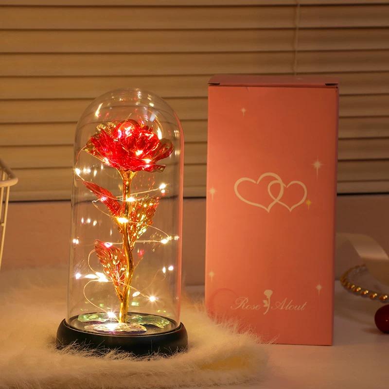 Eternal bouquet rose night light ornament bedroom decoration birthday gift girls girls children senior sense Qixi Festival