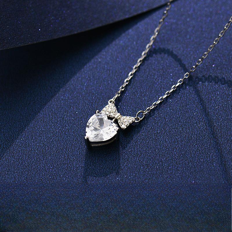 Ожерелье Sweet Bow Love, цепочка для ключиц в форме сердца, циркониевое легкое роскошное ожерелье Niche Sense