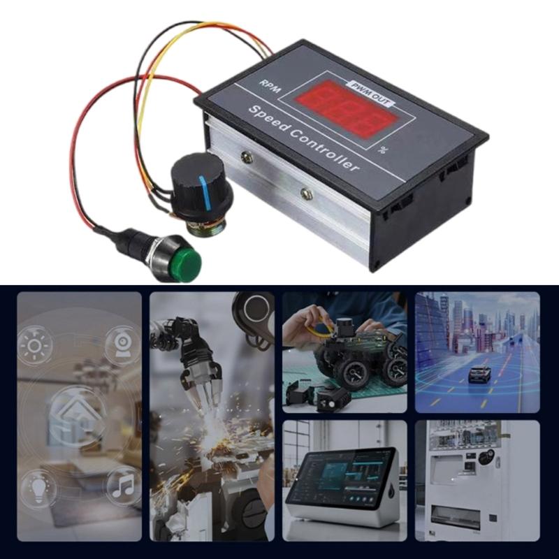 Регулируемый контроллер скорости двигателя ШИМ для двигателей DC6V - DC60V с печатной платой повышенной прочности и светодиодным дисплеем