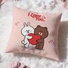 Подушка с персонажами Line Friends (Медвежонок Браун и Кролик Кони) - Премиум-комфорт, двусторонняя наволочка - Дизайн «Два в одном» для любой комнаты и салона автомобиля