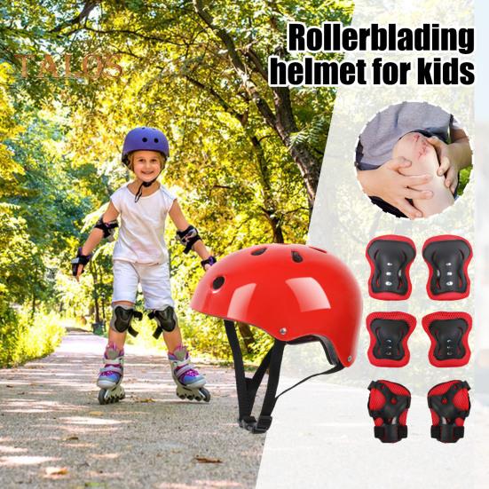 7 шт./компл. детский комплект защитного снаряжения для катания на роликовых коньках, скейтборде, велосипеде, самокате, регулируемый шлем, наколенник, налокотник, защита запястья