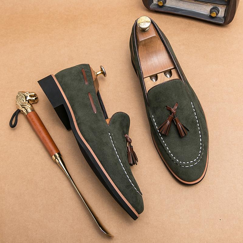 Fashion Men Shoes Casual Business Loafers Black Green Comfortable Lightweight Fashionable Matte Leather Shoes Social Shoes Sizes 38-46