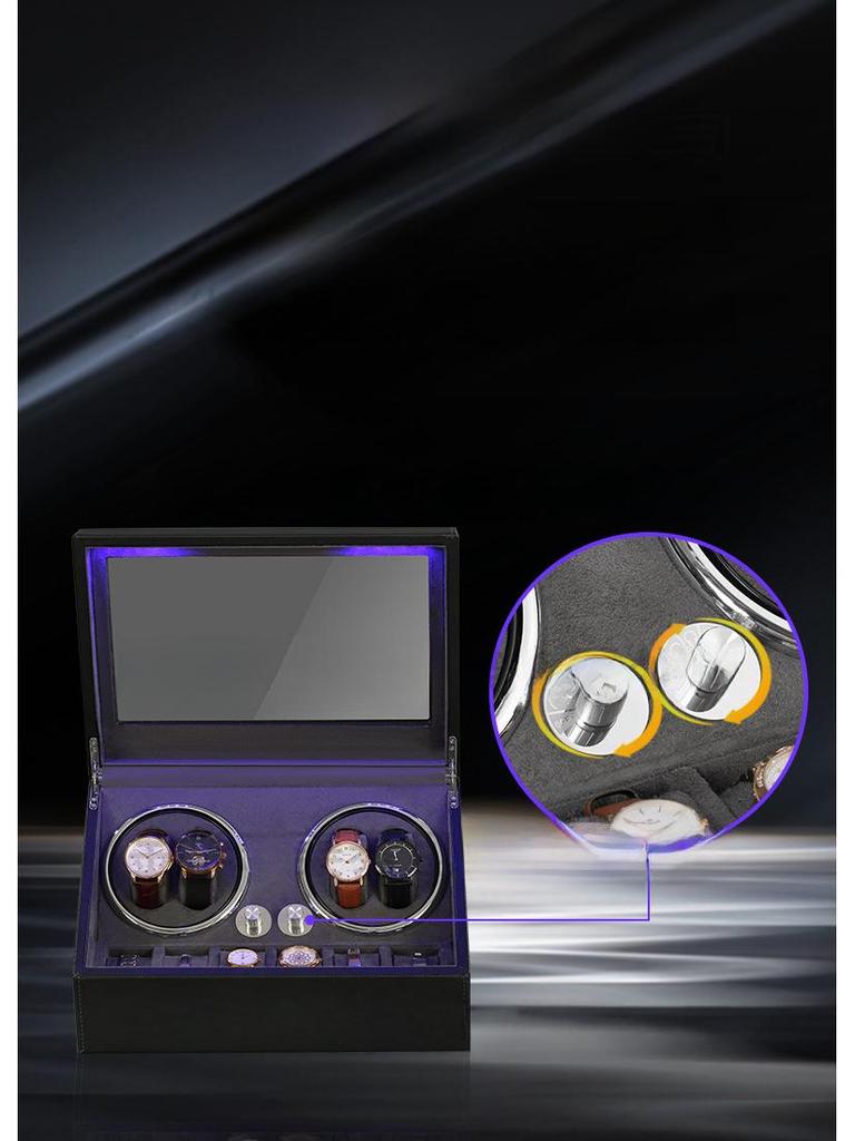Электрическая шкатулка для подзавода часов со светодиодной подсветкой - коробка для хранения 4+6 часов