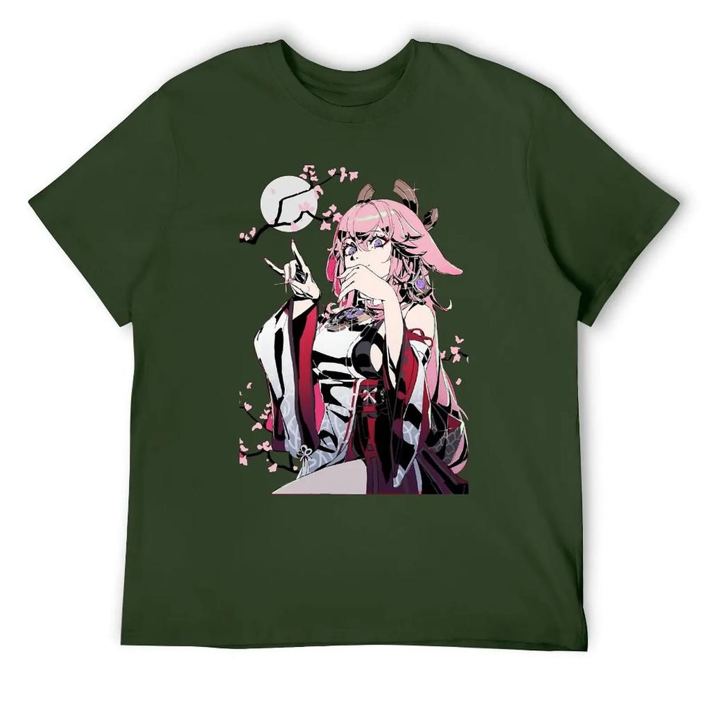 Yae Miko Фотографический принт на продажу Футболки Графический Крутая футболка Круглый вырез Движение Юмор Графический дом Размер США