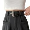 Cool Black Rivet Belt Wide Coffee Y2K Belt Fashion PU Vintage Waistband  Women