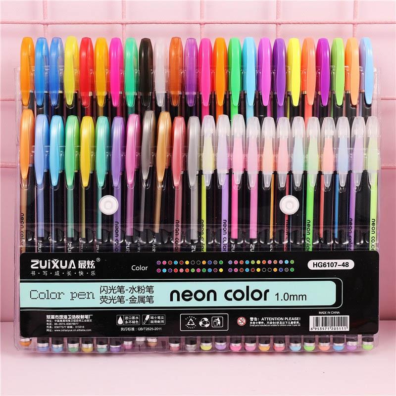 12/18/24/36/48 цветов, набор блестящих гелевых ручек для журналов, книжек-раскрасок, рисование, рисование, художественные маркеры, принадлежности