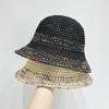Summer Hollowed Out Beach Sun Protection Hat Breathable Seaside Colorful Vacation Style Wide Woven Straw Hat
