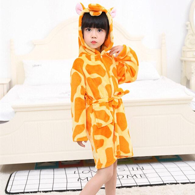 Children Bathrobes Boys Girls Robe Kids Pajamas Hooded Bathrobes Soft Winter Robes