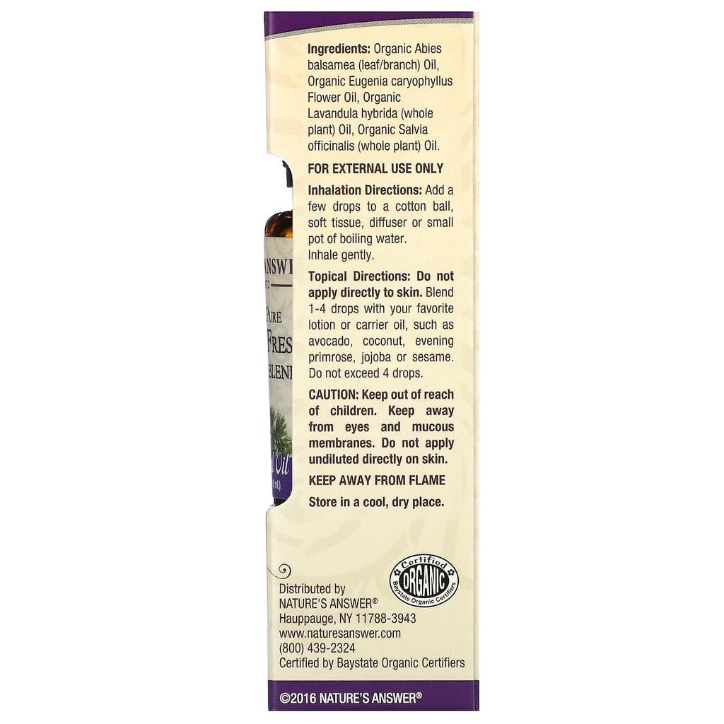 Nature's Answer 100% Pure Organic Essential Oil Blend, Alpine Fresh, 15 Ml (0.5 Fl Oz)