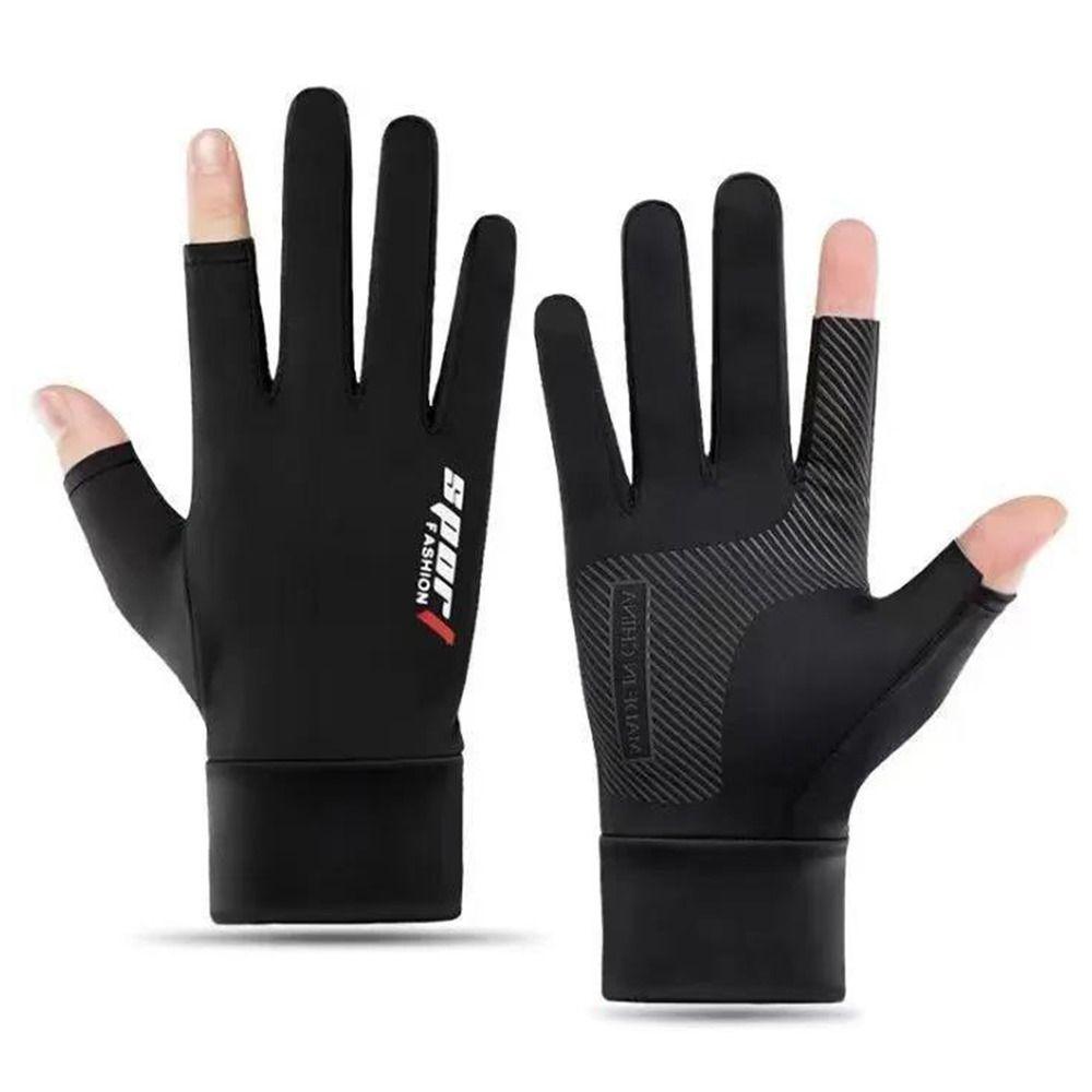 Outdoor Sports Sun Protection Anti-UV Riding Gloves Ice Silk Gloves Five-Fingers Driving Gloves