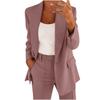 Women's Casual Long Sleeve Solid Color Lapel Cardigan Suit Jacket Pants Suit