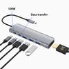 6 in 1 Aluminum Thunderbolt 3 Usb Hub Type-c Plug to 1*HD 4K+1*PD 100W+1*type-c Data+3*USB-A 3.0 Docking Station USB HUB