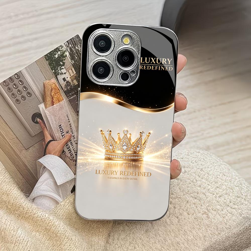 Простой Чехол-Корона в Роскошном Стиле для funda iphone для iphone 17 pro max чехол стекло для iPhone 17 16 15 14 13pm Pro Plus