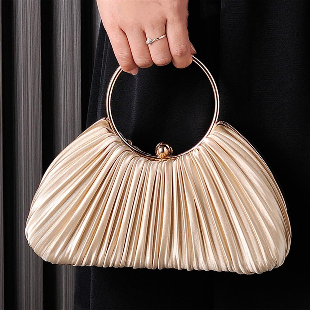 Elegant Damask Pleated Evening Bag Banquet Circle Bags Luxury Designer Bag Party and Wedding New Fashion