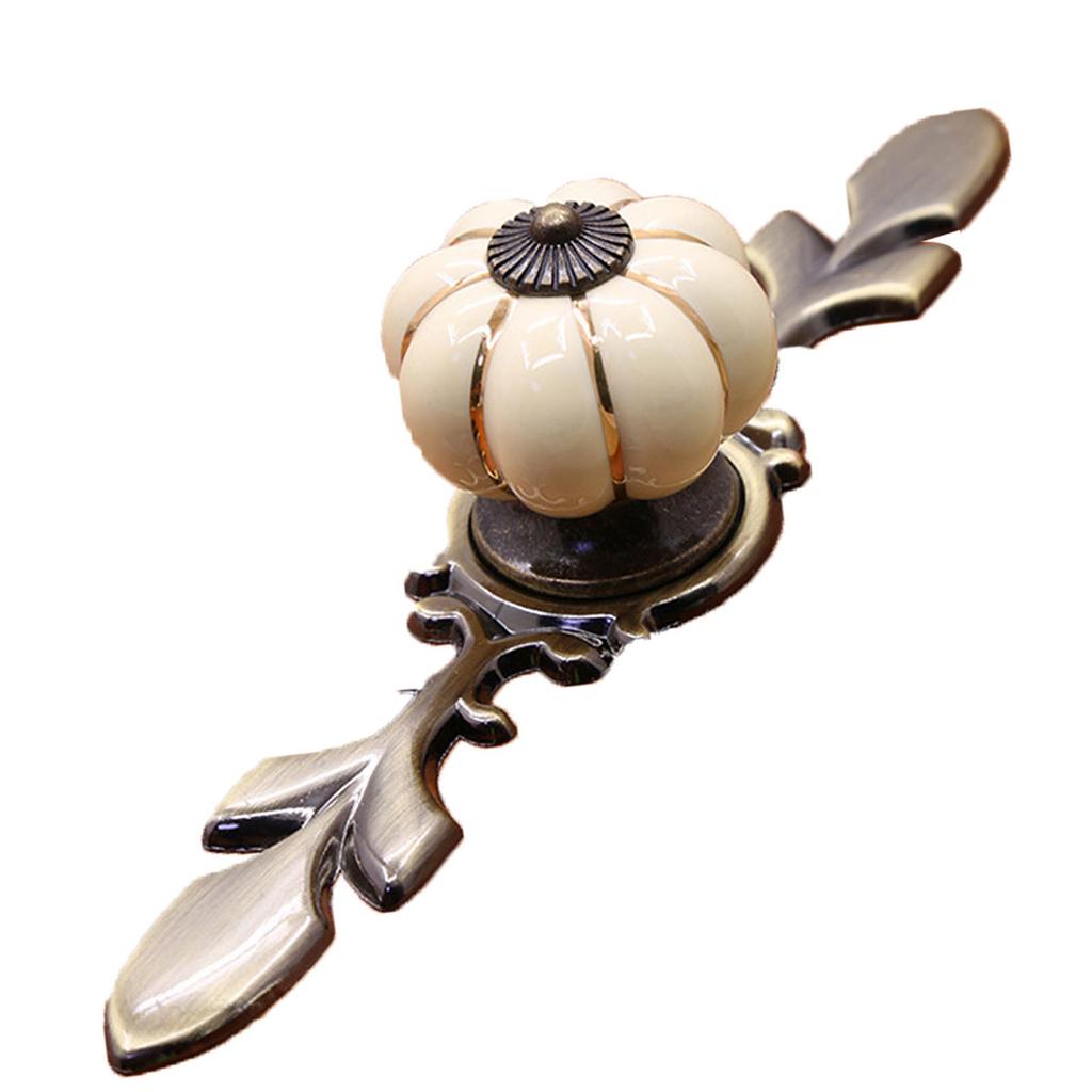 Керамическая ручка-кнопка в форме тыквы для шкафа, гардероба, ящика, мебельная фурнитура (Слоновая кость белый)