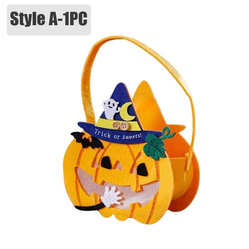 1-6PCS Halloween Trick or Treat Candy Bag for Kids Felt Pumpkin Gift Tote Bag Holiday Party Halloween Decorations Accessories