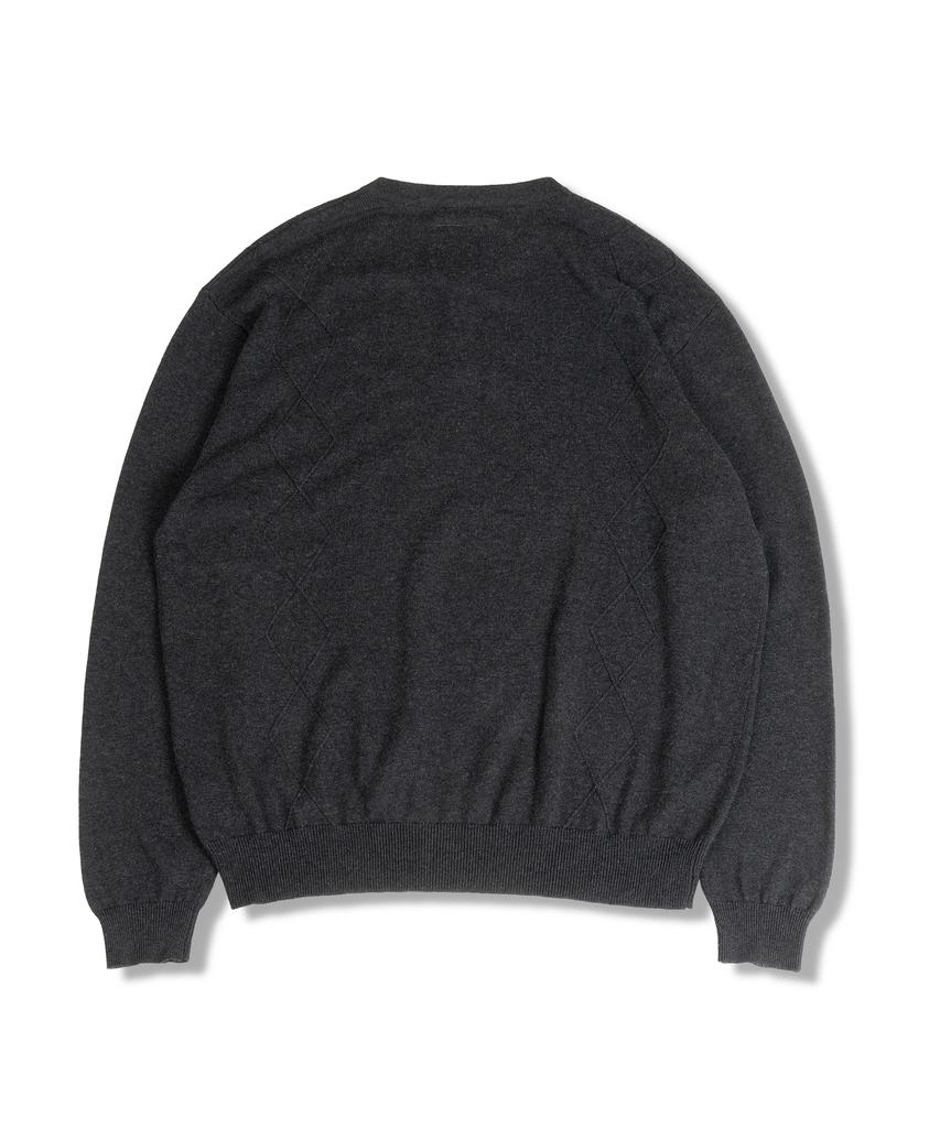 MUDSALT Cable Henley Neck Knit Charcoal