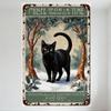 Mfoever Винтажная жестяная табличка Черный Кот Снежная Зимняя Сцена Декор Стены Однажды Всем Сердцем Любил Кошек Металлический Плакат Потертый R