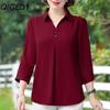 Женская рубашка с рукавом пять четвертей, летняя, однотонная, стильная женская рубашка-пуловер свободного кроя с рукавом до середины предплечья, женский топ