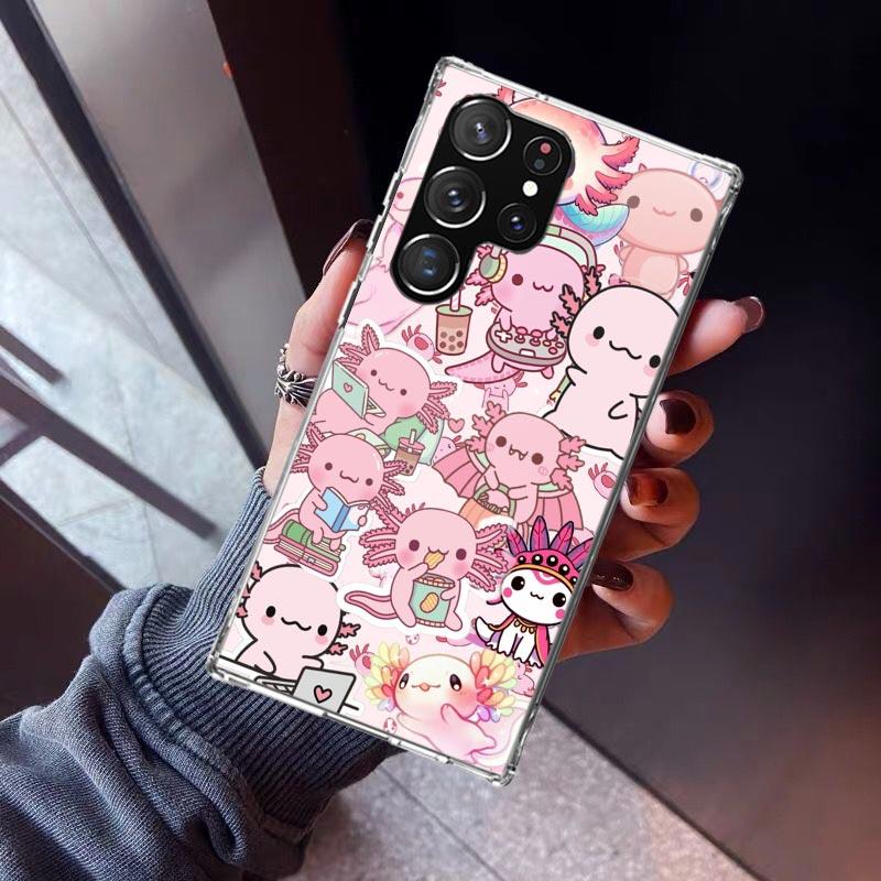 Милый аксолотль Кавайный чехол для телефона Samsung Galaxy S23 S24 S25 Edge S26 Ultra S22 + S21 Plus S20 FE Чехол Силиконовый Печатный Корпус Ga