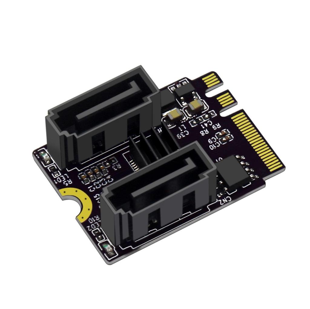 Адаптер-карта PCIe 3.0 M.2 NGFF с ключом A+E на SATA (2 карты), 6 Гбит/с, с чипом JMB582, для SSD типоразмера 2230 в ПК-серверах.