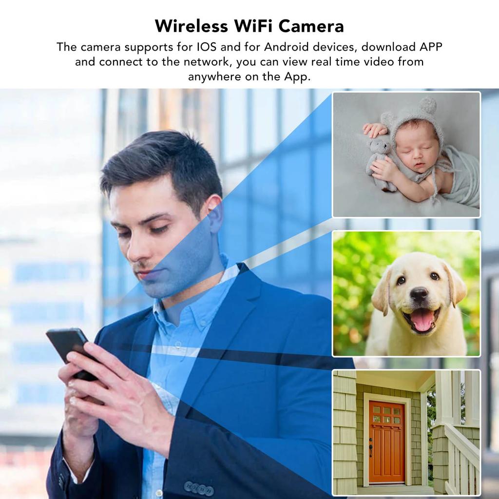 Система видеонаблюдения Беспроводная WiFi камера 120° Широкий угол обзора 720P Мини система видеонаблюдения CCTV для детей, пожилых людей, Камера безопасности