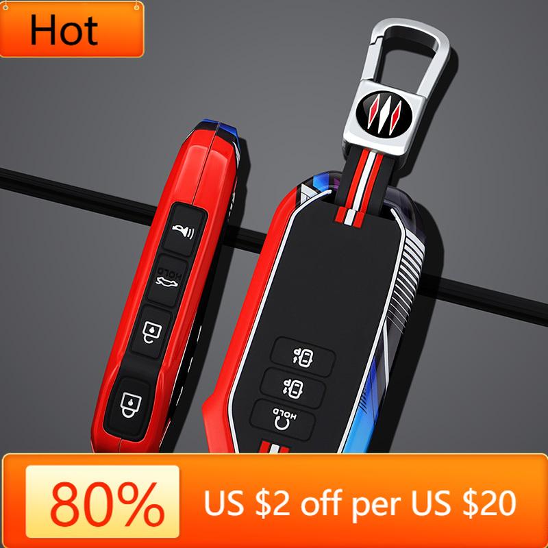 Interior Mouldings 7 Buttons Zinc Alloy Silicone Car Key Case Cover for Kia 2022 Sportage 2023 Niro Hybrid 2021 Sorento MQ4 2022