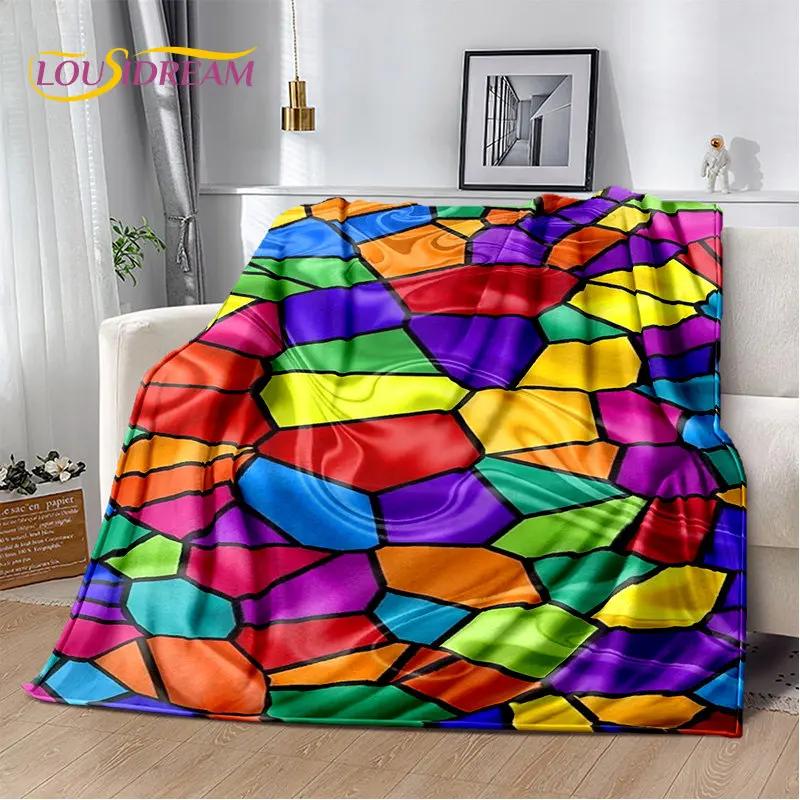 Мягкое плюшевое одеяло с радужной цветной иллюзией, фланелевое одеяло, одеяло для гостиной, спальни, кровати, дивана, чехол для пикника