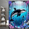 Подводный мир Цветочный Дельфин Шторка для душа, Декоративная шторка для душа для ванной комнаты, Водонепроницаемая шторка для душа с крючками