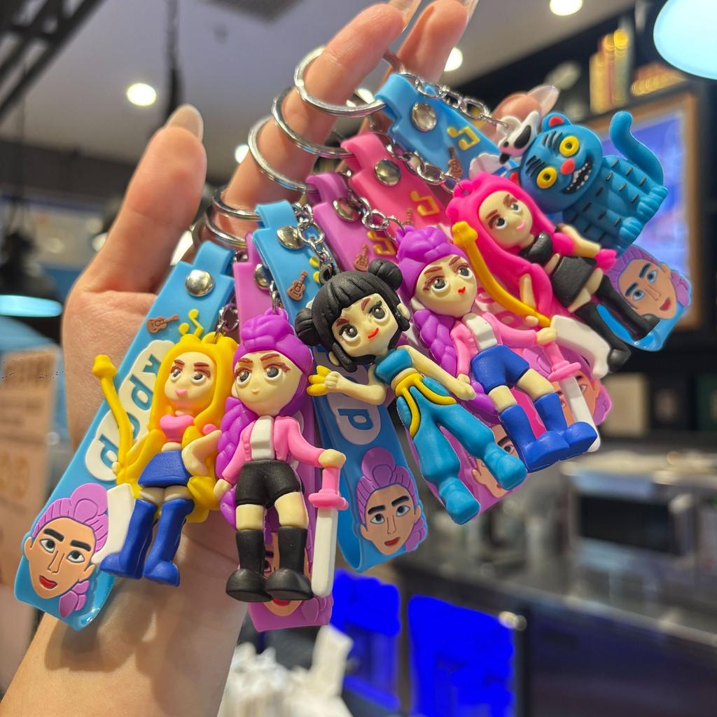 Kpop Demon Hunter Cartoon Keychain Bag Hanging Pendant Backpack Earphone Case Decoration Accessories Car Keyring Birthday Gifts