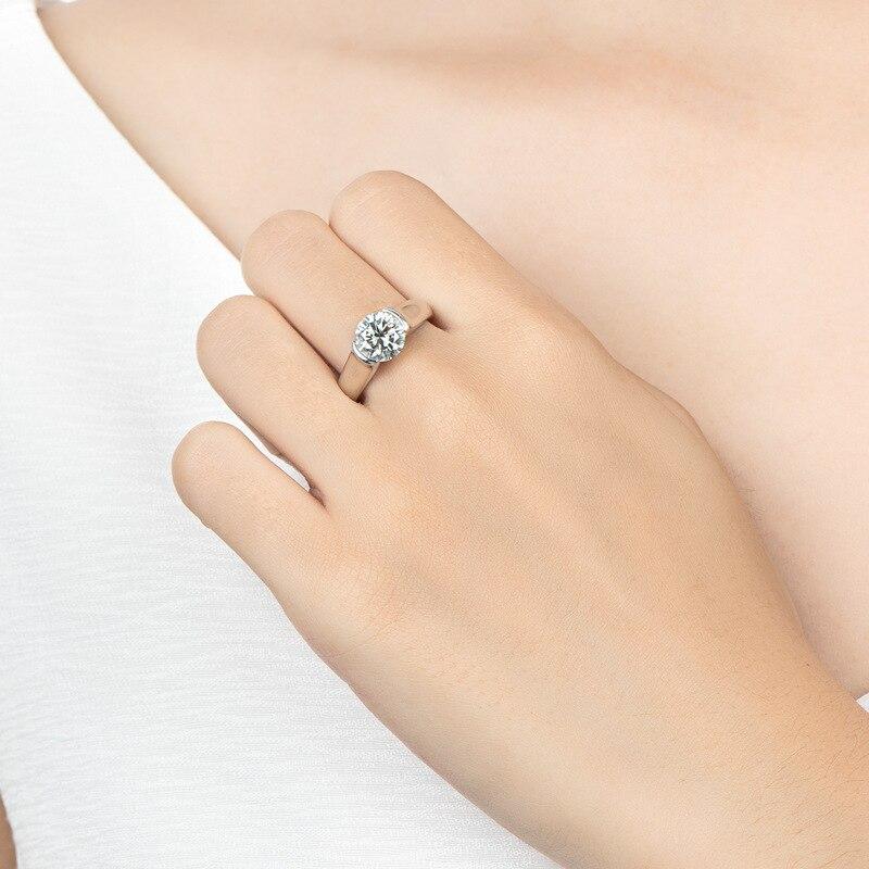 Bague Ringen Настоящие обручальные кольца с муассанитом 2 карата D цвета для женщин, цвет белого золота, 100% стерлинговое серебро 925 пробы, свадебные ювелирные украшения