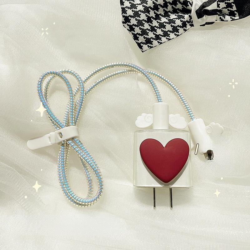 Комплект защиты кабеля для девочек для IPhone 12 13 Pro, защита от быстрой зарядки, USB-кабель для передачи данных, защита линии, защитный кабель Sprial