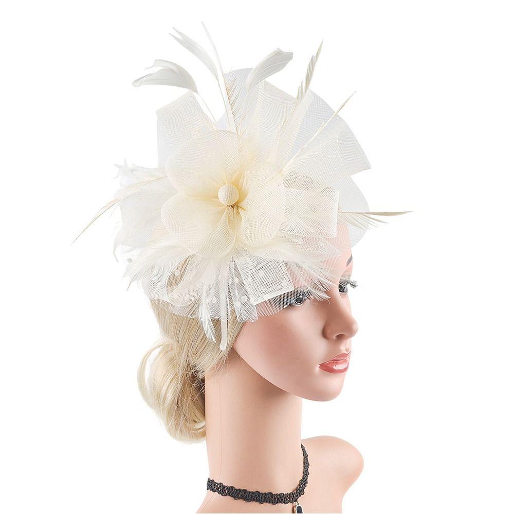 Винтажная сетчатая шляпка-fascinator с цветами и клипсой, перьями, шляпа для Дерби 1920-х, клипса, головной убор для женщин