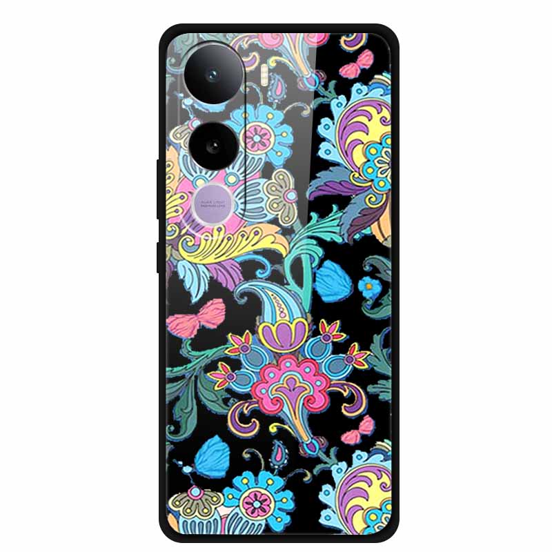 Glass Phone Case For Vivo Y400 5G Cartoon Animal Tempered Hard Back Cover For Vivo Y400 Case Coque Y 400 6.67" Soft Bumper Funda