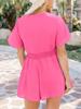 Women's Beach Jumpsuit Wide Leg V Neck Front Tie Summer Casual Romper