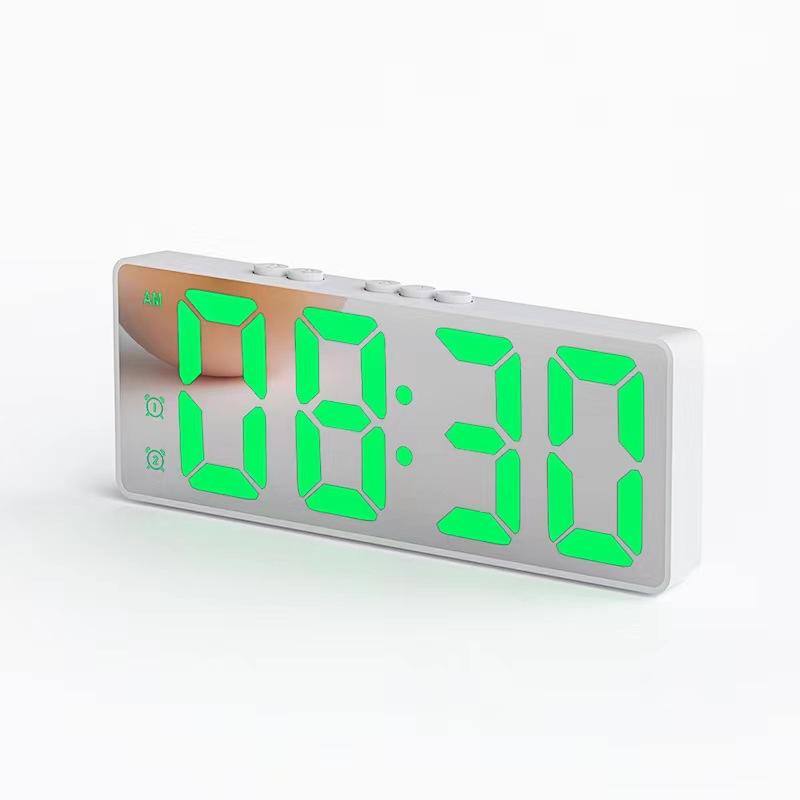 Mute Electronic Table Clock, Voice Activated Dual Alarm Clock, 12/24 Hour & Temperature Display for Student Use