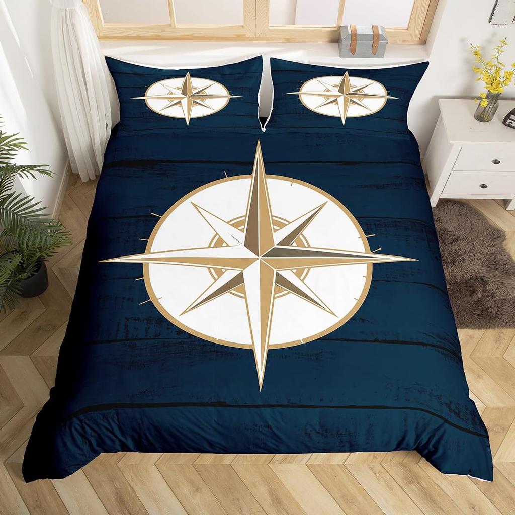 Пододеяльники Compass для подростков, размер Queen/Twin, легкие пуховые пододеяльники, декор комнаты, 2 наволочки, 1 пододеяльник, без одеяла