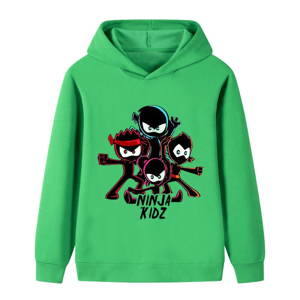 B1172 Детская толстовка с капюшоном для мальчиков и девочек NINJA KIDZ с аниме-принтом, повседневная, для улицы, с длинным рукавом