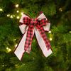 Christmas Bow With Checkered Edges And Ribbon For Festive Tree Decoration